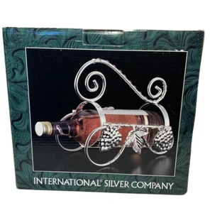 International Silver Co Bordeaux Silver Plated Wine Bottle Holder Grape Motif - Picture 1 of 9