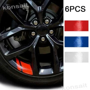 6x Reflective Car Wheel Rim Vinyl Decal Sticker Accessories for 18"-21" Red Blue - Picture 1 of 15