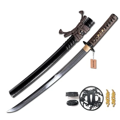 MURASAME Wakizashi Sword Clay Tempered T10 Steel Hamon Unkubi-Zukuri Razor Sharp - Image 1 of 4