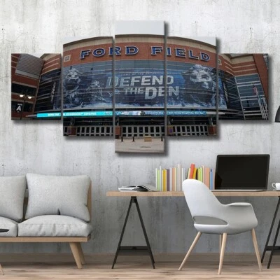 Ford Field Detroit Lions NFL Football Stadium 5 Piece Panel Canvas Wall Art - Image 1 of 4