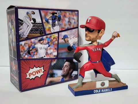 COLE HAMELS The ACE SUPERHERO Bobblehead Texas Rangers 2017 MLB Baseball Hero Cover