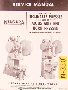 Niagara AA und H, Presse mit elektropneumatischer Kupplung, Serviceanleitung 1955 - Bild 1 von 1