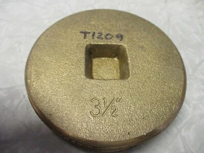 Bronze Plug Square Counter Sunk 3-1/2" IPS Threaded MIP Pipe Fitting - Image 1 of 4