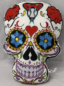Diamond Backs Baseball-Thema Dia de los Muertos Sugar Skull Dekokissen 14 Zoll - Bild 1 von 5