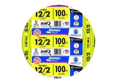 ¡Nuevo! Chaqueta Romex SIMpull CU 100 pies 12/2 sólido casi nuevo-b con cable amarillo codificado por colores Foto 1 de 4