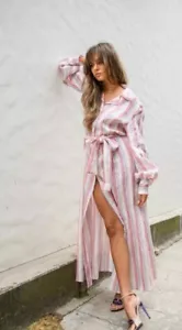 PREMIA STUDIO Maxi Dress Long Sleeve Linen RRP$489 | Size 1 (10-12) - Picture 1 of 8
