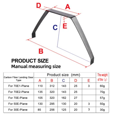 1X 110*312*143*25mm Carbon Fiber Landing Gear Extra 260 70E Electric RC Airplane - Image 1 of 4