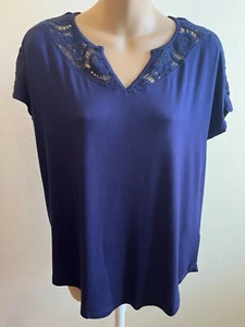 Cable&Gauge Blouse, V Neck, Crochet, Short Sleeve, Navy, Size S, nwt - Bild 1 von 5