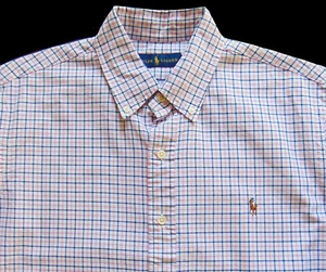 Camicia uomo RALPH LAUREN blu rosa bianca a quadri stile Oxford XLT ALTA NUOVA CON ETICHETTE NUOVA - Foto 1 di 4