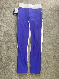New Salomon Momentum Softshell Pants White & Violet Purple Medium Wind Resistant - Picture 1 of 12