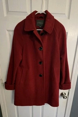 Chaquetón de lana rojo para mujer Covington talla pequeña escote con cuello y bolsillos  Foto 1 de 4