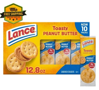 Lance Sandwich Crackers – Toasty Peanut Butter, 10 Packs, 6 Sandwiches Each - Image 1 of 4
