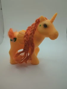 Orange Magic Pony Unipeg - Glass Eyes Gi-Go MLP Fakie Green Star Lily - Picture 1 of 8