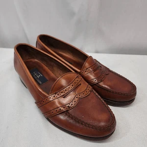 Polo Ralph Lauren Talla 10.5 D Penny Mocasines Zapatos de Vestir Marrón Castaño Brogue - Imagen 1 de 8