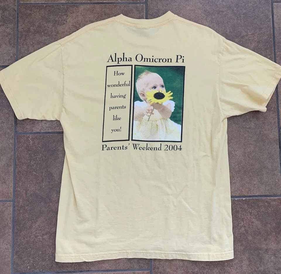 Винтажная футболка Alpha Omicron Pi 2004 Georgia Southern Parent's Weekend большая AOPI - Изображение 1 из 4