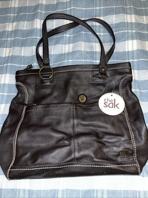 The Sak 钱包棕色虹膜皮革托特包手提包 14x13x4 全新带标签 — 第 1/4 张图片