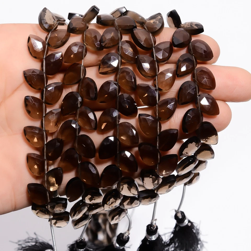 Cuentas facetadas con forma de pera de piedras preciosas de cuarzo ahumado 10X7X4 mm filamento 4" UGB-836 Foto 1 de 4