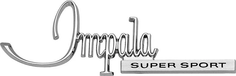 Chevrolet Impala 1968; emblema del panel trasero "Impala Super Sport" Foto 1 de 1