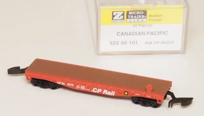 525 00 101  MTL Z-scale  Canadian Pacific  40'  Flat car /metal Marklin Couplers - Image 1 of 2