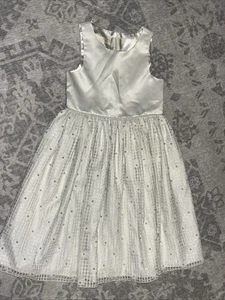 American Princess Dress Girls Sz 10 White Pearl Lined Floral Wedding Flower Girl - Picture 1 of 8