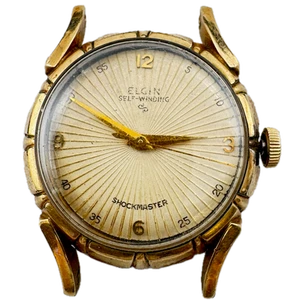 Vintage Elgin 9089 Sunburst Shockmaster Men's Mechanical Wristwatch Swiss - Picture 1 of 5