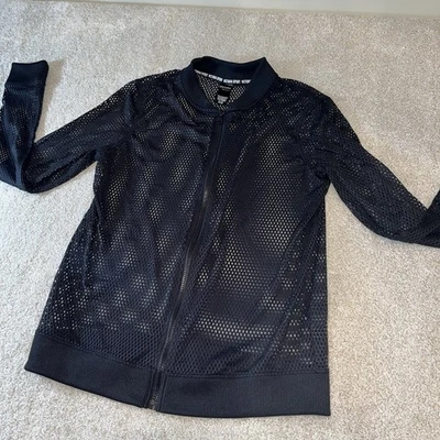 Victoria Sport Size Small Full Zip Black Mesh Netted Athletic Sporty Jacket Foto 1 de 4