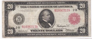 FR. 953 1914 $20 RED SEAL FRN FEDERAL RESERVE NOTE NY, NY VERY FINE - Picture 1 of 2