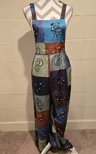 ROMWE Hippie Patchwork Overall Jumpsuit weites Bein Polyester Gr. Medium (6) - Bild 1 von 11