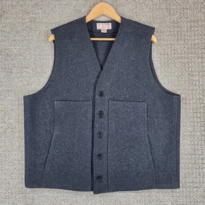 Filson Mackinaw Wool Vest Mens XXL 100% Virgin Wool Charcoal Button Hunting - Picture 1 of 9