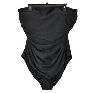 J. Crew Ruched Bandeau One-Piece Swimsuit Size 22 Black NWOT $118 BC115 - Picture 1 of 6