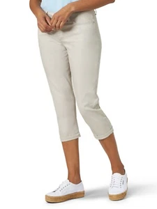 Lee Riders Womens 8M Silver Cloud Regular Fit Midrise Stretch Denim Capri Jeans - Picture 1 of 5