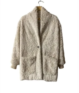 C&C California Faux Fur Teddy Bear Fuzzy Lined Coat Winter Jacket Cream Size-M - Picture 1 of 4