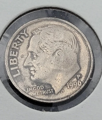 1996 P Struck Thru Cloth Dime / Unknown Material Mint Error Amazing Eye Appeal Cover