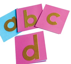 Montessori Educational Language Lowercase Print Font Sandpaper Letters Alphabets - Picture 1 of 2