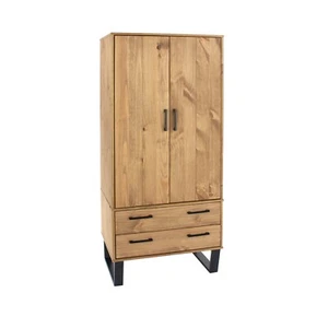 Texas - waxed pine industrial style 2 door, 2 drawer wardrobe - Picture 1 of 6