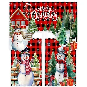 FuWeave 3 Pcs Christmas Kitchen Curtains Window Curtains and Valance Set Xmas... - Picture 1 of 7