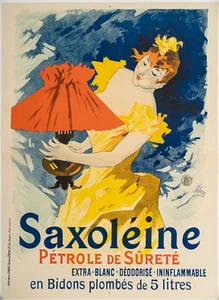 Affiche Originale Belle Epoque, Cheret, Saxoléine, Lampe à petrole, Lumière 1895 - Photo 1/5