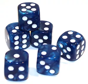 Juego de 6 dados de esquina redondeada de mármol 16 mm - dados de juego de 5/8" - azul - Imagen 1 de 1