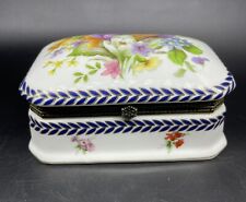 Imperial Porcelain Spring Crocus, Bluebells, Tulips Flowers Jewelry Trinket Box
