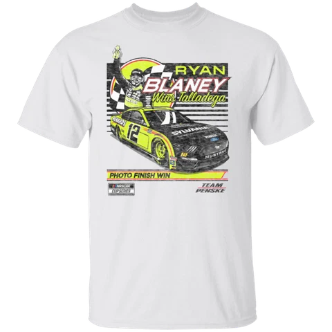 Men's #12 Ryan Blaney Vintage Nascar Car 2020 White T-shirt S-5XL Sport Mens Tee Cover