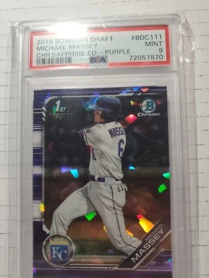 2019 Bowman Chrome Michael Massey Purple Sapphire 05/10 PSA 10 SSP - Image 1 of 4