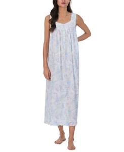 Nwt $72 Eileen West WATERCOLOR Sleeveless COTTON LAWN Long Ballet Nightgown Sz M - Picture 1 of 4