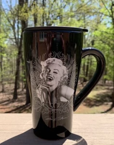 Tazza caffè Marilyn Monroe Voglio solo essere meravigliosa nera con coperchio viaggio - Foto 1 di 5