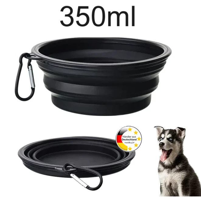 Faltbarer Hunde Katzen Fressnapf Wassernapf mit 350ml Fassungsvermögen SCHWARZ ✔ - Bild 1 von 1