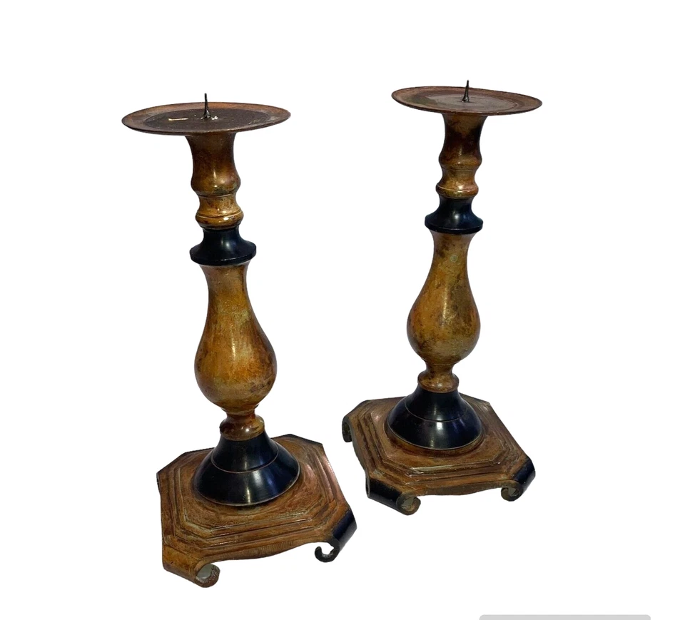 Gatco Latón Pintado Candelabro Pilares Soporte Pedestal 12" Lote de 2 Foto 1 de 4