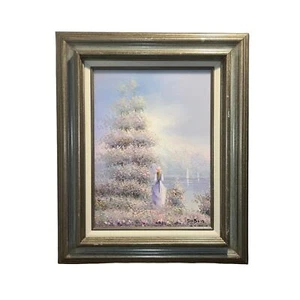 PIERRE DU BOIS ART Vintage ÖLGEMÄLDE Dame von Wasser Landschaft auf Leinwand signiert - Bild 1 von 18