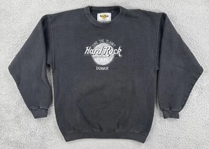 Vintage Hard Rock Cafe Medium Faded Black Crewneck Sweatshirt Embroidered Logo - Picture 1 of 17