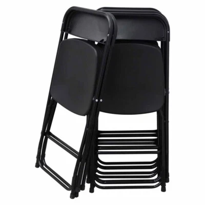 Pacote com 10 cadeiras empilháveis dobráveis de plástico preto cadeira portátil sem montagem nova - Imagem 1 de 4