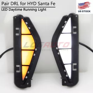 For Hyundai Santa Fe IX45 2021 2022 23 LED DRL Day Running Light w Dynamic Turn - Picture 1 of 10