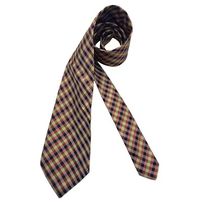 Gravata de LUXO de seda tartan azul marinho/laranja CHURCH ITÁLIA - Imagem 1 de 4